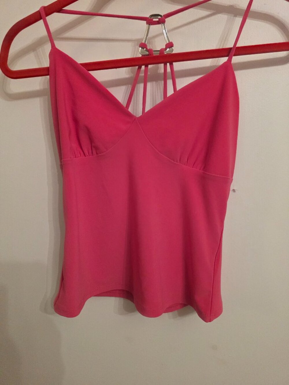 Hot Pink Strappy Top with Silver Accent in Back